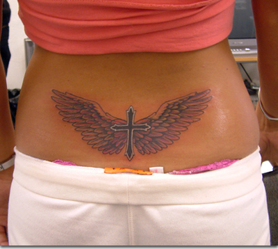 Picture Sexy Girl With Wings Lower Back Tattoos Design