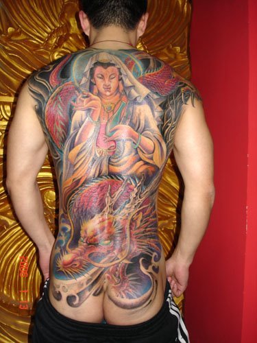 japanese dragon tattoo on the back body very cool design