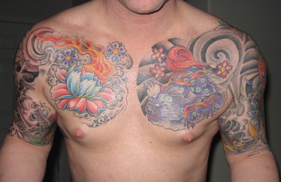 chest tattoos for men script