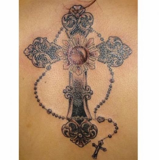 cross tattoos on back for girls.  Views. Picture 