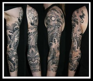 Maori Tatto Designs on Japanese Demon Sleeve Tattoo Designs