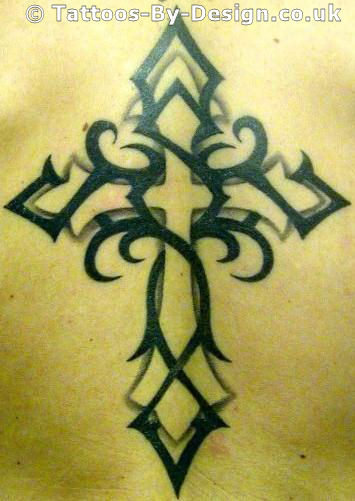 Dustys Tribal Cross tattoo