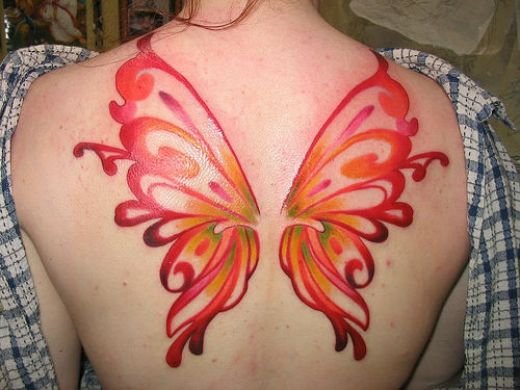 tattoo woman female coloured back