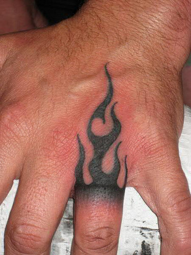 Tribal Flame hand tattoo