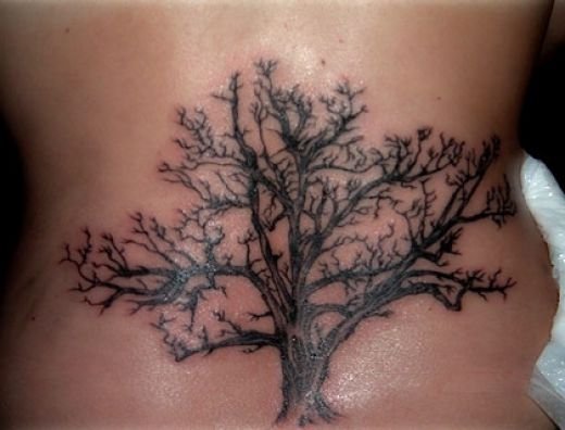 The Tree of Life tattoo is nicely displayed in this lower back tattoo
