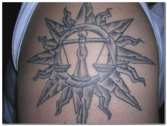free Libra tattoo design with star around it This is a typical Libra tattoo