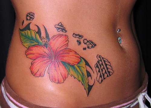 island tattoo. hawaiian island tattoo.