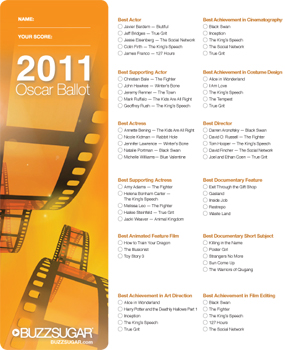 oscar printable ballot