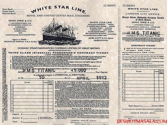 Titanic Ticket | Original Titanic Scanned Ticket | Picture of Original Ticket of Cruise Ship Titanic