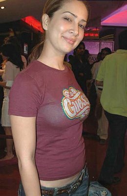 Sexy Bollywood Actress Kim Sharma in Transparent T-Shirt 1