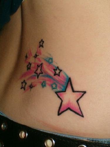 Back Tattoos For Women Stars. star tattoo,lower ack tattoo