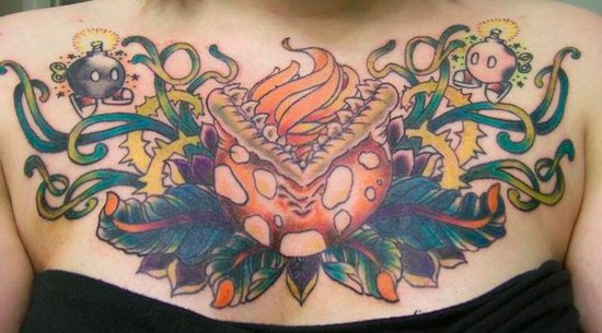 chest piece tattoo. Picture of