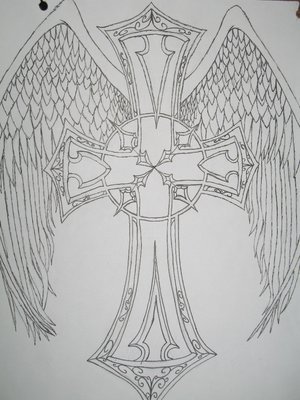 Cross Tattoo With Wings Design Tribal Wings And Cross Tattoo
