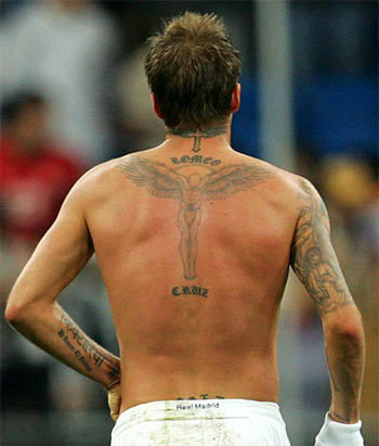 david beckham tattoos back. David Beckham Tattoo On Ribs