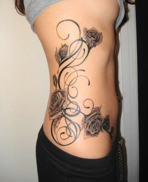 rose tattoos for girls on shoulder. Rib Rose Tattoo for Girls;