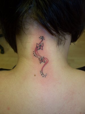 Hudgens Neck Tattoo. Butterfly Tattoo On Neck.