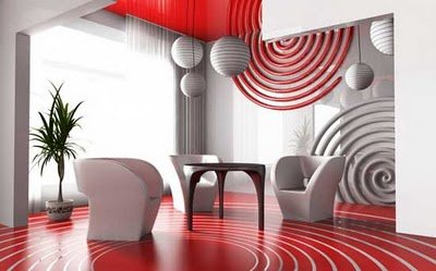   White Room on Modern Red And White Living Room Design Ideas