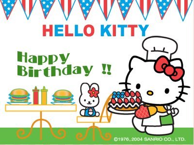 Hello Kitty Happy Birthday. Cute Kitty Birthday Card