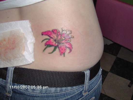 Flowers Butterfly Tattoo Flower/Flowers - Stomach Womens/Girls Tattoos,