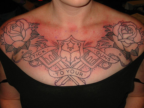 Left Hand Tattoo   Tomorrow   "Stick To Your Guns" Chest Tattoo Outline 