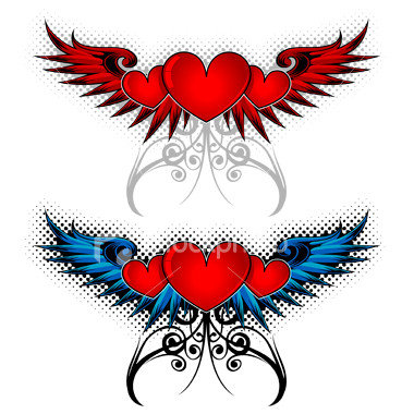 heart wing tattoos