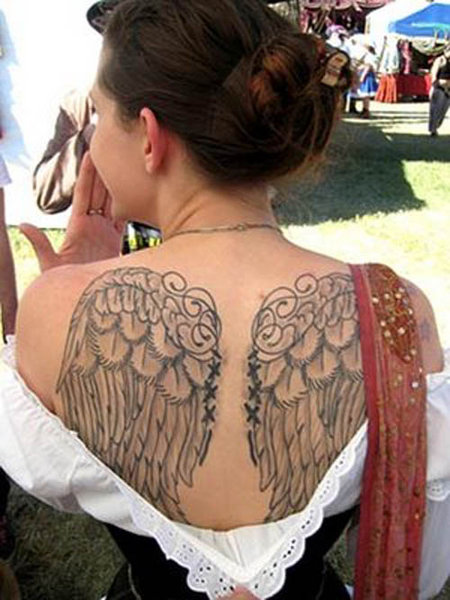 angel wing tattoos on back for men. floral tattoo, Angel wings tattoos on back for men