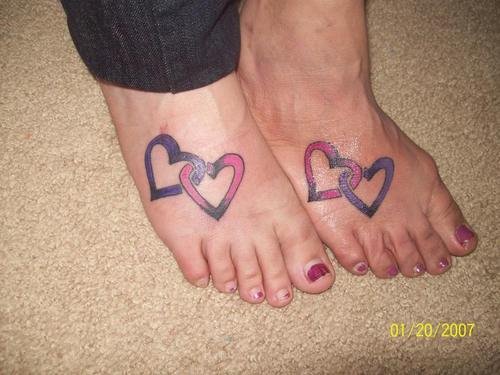 Heart tattoos on foot designs