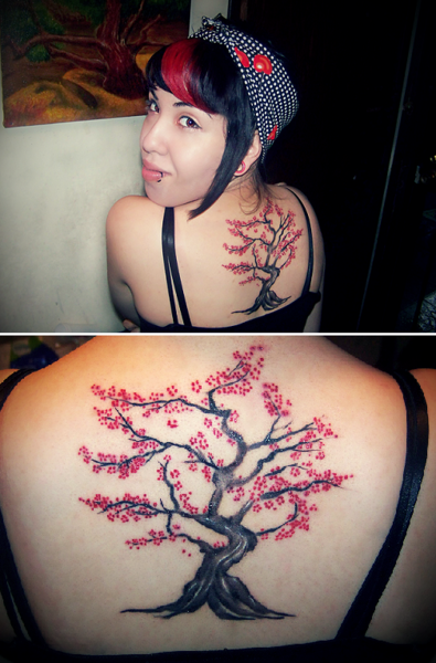 japanese cherry blossom tree tattoo. cherry blossom tree tattoo side. Cherry Blossom Tree Tattoo cherry blossom