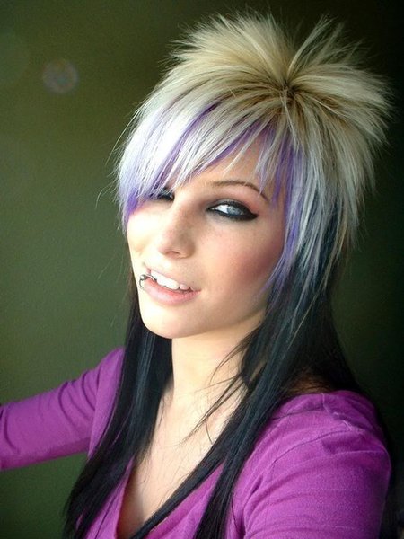 black and blonde hairstyle. Black And Blonde Scene Hair;