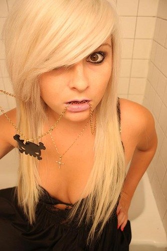 Emo Blonde Hair With Black Underneath. lack and londe hair scene.