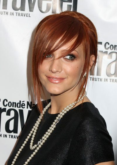 brown hair with red and blonde hair highlights. Ashlee Simpson#39;s red hair