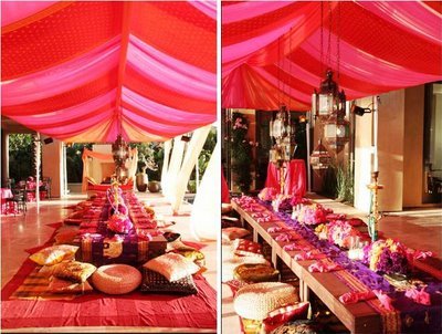 pink and blue indian wedding theme