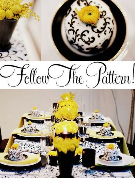 black and yellow centerpieces for weddings
