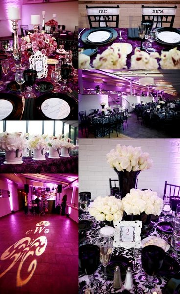 black and gold wedding centerpieces. Purple wedding flowers
