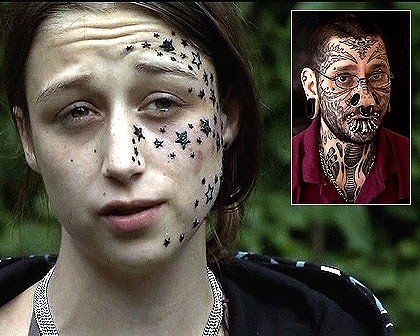 Star Tattoos On Face Girl. girl with star tattoos on face