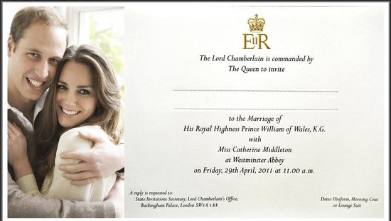 prince william and kate wedding invites. prince william kate middleton