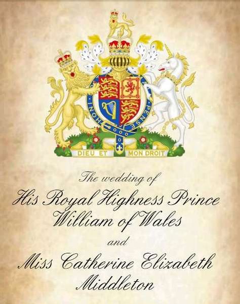 kate and william wedding invite. royal wedding invitation kate