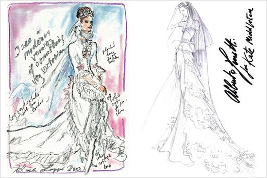kate middleton wedding dress designer sketches. kate middleton wedding dress