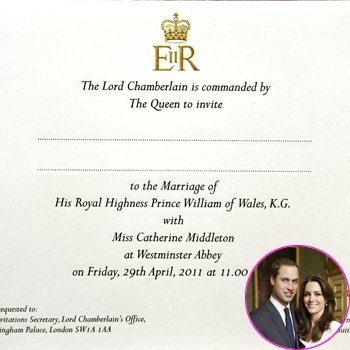 william and kate middleton wedding invitation. Prince William Kate Middleton