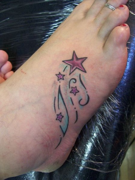 Elegant Star Foot Tattoo Design