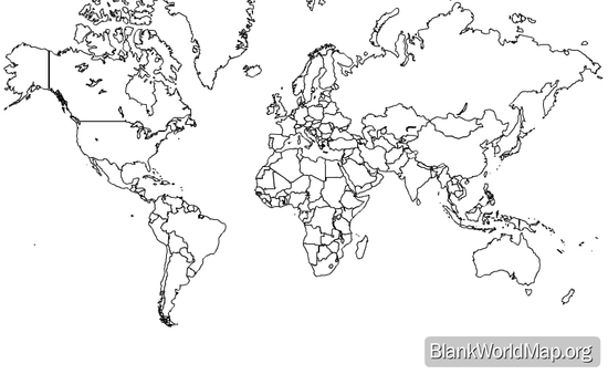 world map outline with country names. World Map Blank With