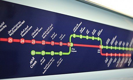 Dubai+metro+green+line+route+map