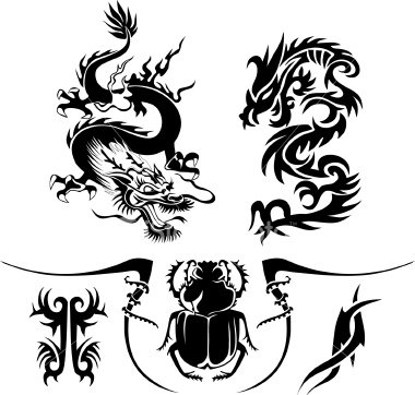 tribal dragon tattoo flash. or unique tattoo but for
