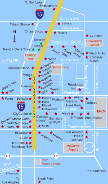 las vegas strip map hotels. Las Vegas Hotels Map