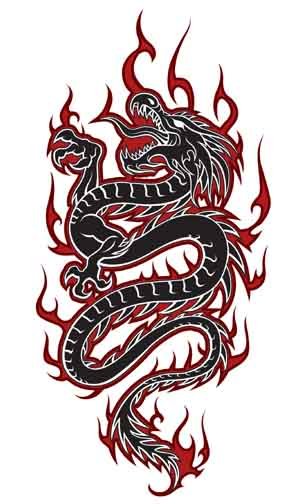 Chinese dragon tattoo fire tribal