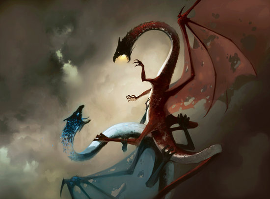 Fire Dragon and Ice Dragonor Blue dragon Vs Red dragon