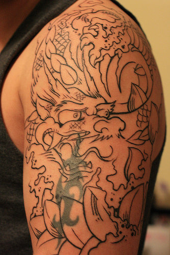 Tribal Chinese Dragon Tattoos