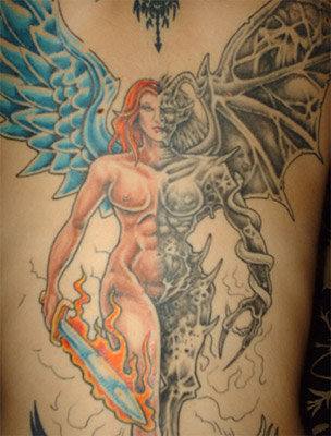 Angel Devil tattoo from RankMyTattoo user DeadGirl666 