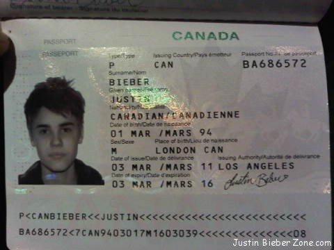justin bieber jakarta 2011. Justin Bieber Passport pic