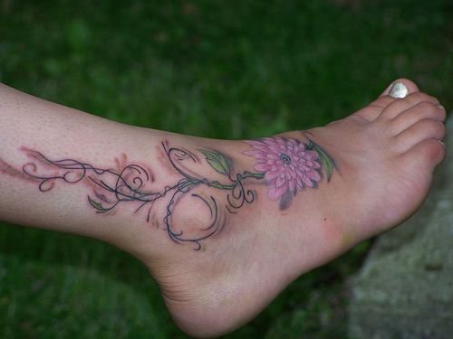 flower tattoo designs for feet. Flower Tattoo Designs
